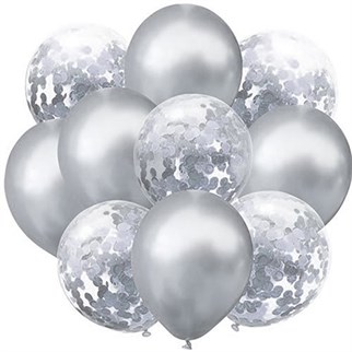 Gümüş Krom Konfetili Balon