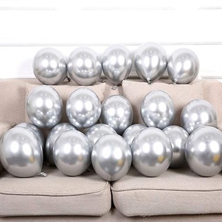 Gümüş Renk Krom Balon 10 Adet