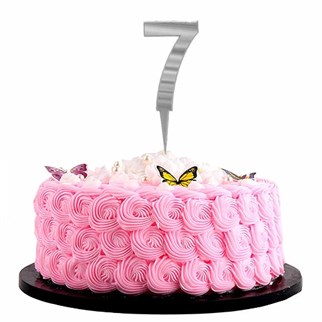 Gümüş Renkli 7 Rakam Pleksi Pasta Süsü