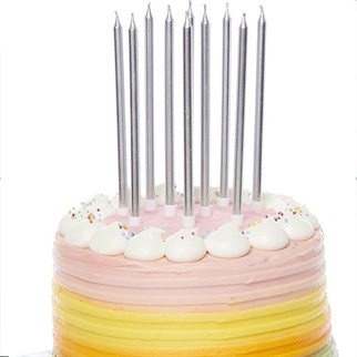 Gümüş Renkli Çubuk Mum 7 Adet 21 Cm