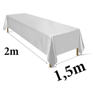 Gümüş Renkli Saten Masa Örtüsü