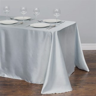 Gümüş Renkli Saten Masa Örtüsü