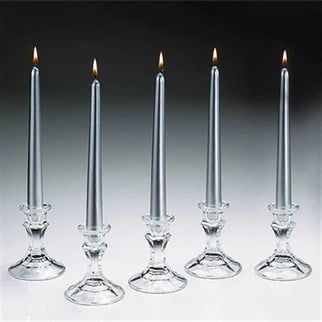 Gümüş Renkli Şamdan Mum 25 cm 2 Adet