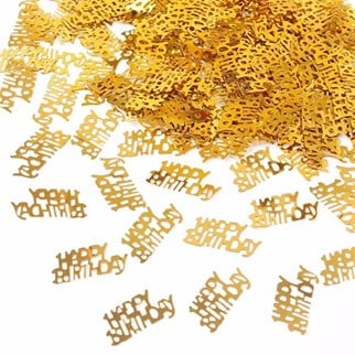 Altın Renkli Happy Birthday Masa Konfetisi