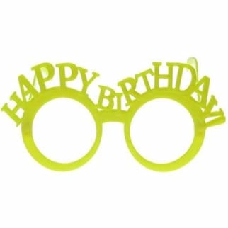 Sarı Renkli Happy Birthday Yazılı Parti Gözlük 
