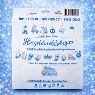 Hoşgeldin Bebeğim Mavi Doğum Günü Seti