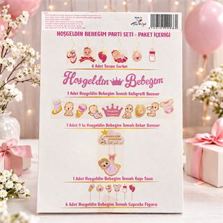Hoşgeldin Bebeğim Pembe Doğum Günü Seti
