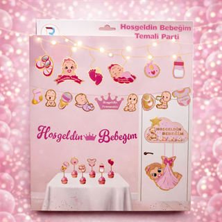 Hoşgeldin Bebeğim Pembe Doğum Günü Seti