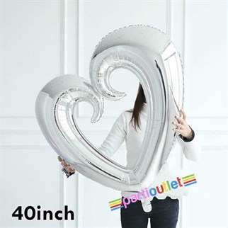 Kalp Balon Folyo İçi Boş Gümüş Renk