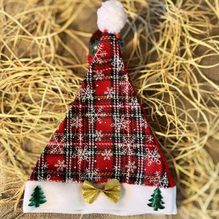 Kareli Kırmızı Noel Şapka