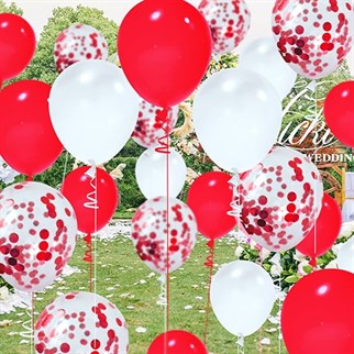 Kırmızı Beyaz Konfetili Balon