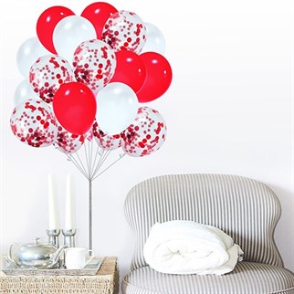 Kırmızı Beyaz Konfetili Balon
