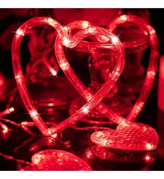 Kırmızı Kalpli Sarkıt Led Işık