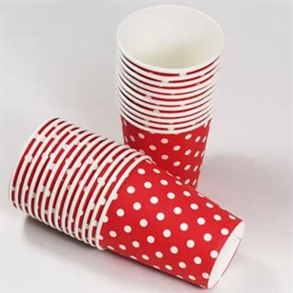 Kırmızı Puantiyeli Bardak 8 Adet