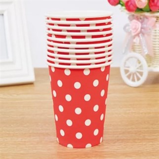 Kırmızı Puantiyeli Bardak 8 Adet