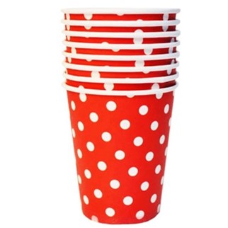 Kırmızı Puantiyeli Bardak 8 Adet