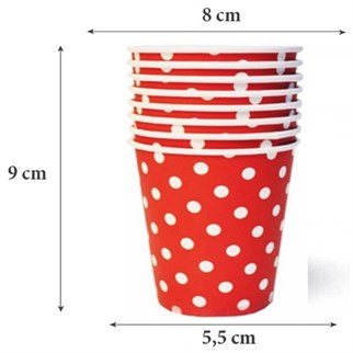 Kırmızı Puantiyeli Bardak 8 Adet