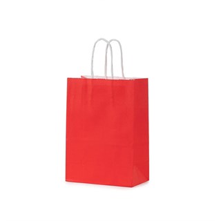 Kırmızı Renkli Kraft Çanta 18 x 22 Cm 25 Adet 
