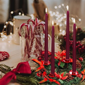 Kırmızı Şamdan Mum 25 cm 4 Adet