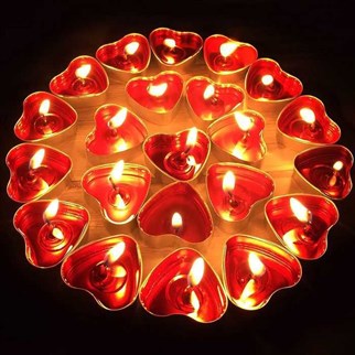Kırmızı Kalp Tealight Mum 50 Adet