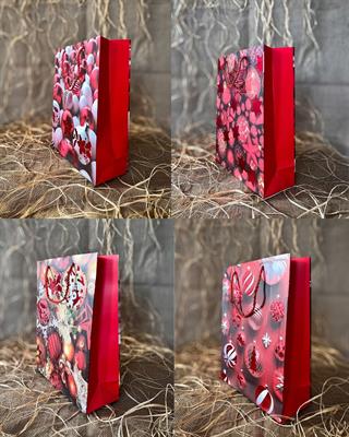 Kırmızı Yılbaşı Karton Çanta 12 Adet