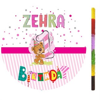 Kişiye Özel 1 Yaş Kız Ayıcık Pinyata