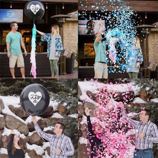 Kız Bebek Cinsiyet Belirleme Balonu 90 cm Pembe Konfetili