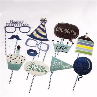 Konuşma Balonu Happy Birthday Mavi 12 Adet Set