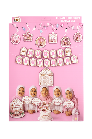 Kuran Okuyorum Pembe Süs Seti