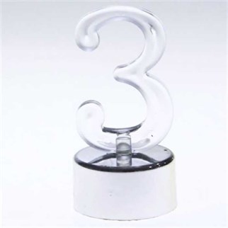 Led Işıklı 3 Rakam Mum Gümüş