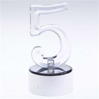 Led Işıklı 5 Rakam Mum Gümüş