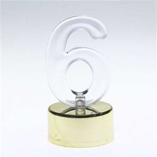 Led Işıklı 6 Rakam Mum Gold