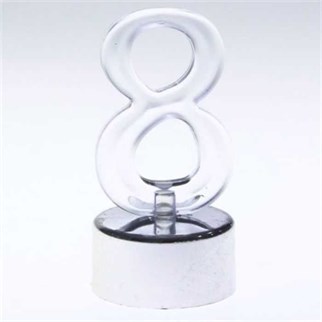 Led Işıklı 8 Rakam Mum Gümüş