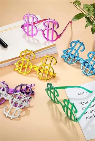 Mavi Plastik Dolar Parti Gözlüğü