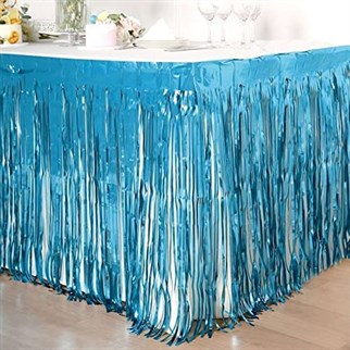 Mavi Saçaklı Masa Eteği