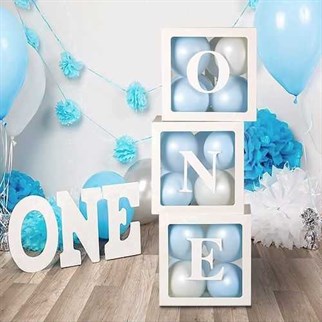 Mavi Şeffaf Kutu Harfler 1 Adet