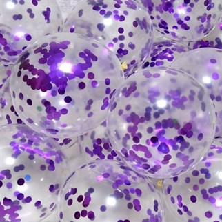 Metalik Mor Renkli Konfetili Balon