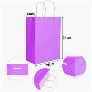 Mor Renkli Kraft Çanta 25 x 31 Cm 25 Adet