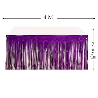 Mor Saçaklı Masa Eteği