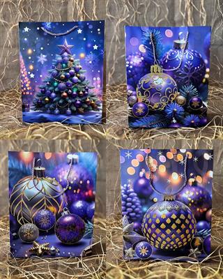 Mor Simli Karton Çanta 12 Adet