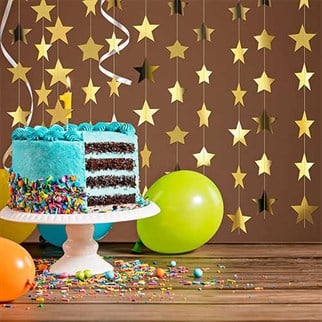 Parlak Altın Renkli Yıldız Sarkıt Süs 23 Adet