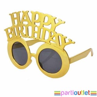  Altın Renkli Happy Birthday Parti Gözlük