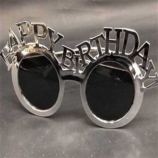 Gümüş Renkli Happy Birthday Gözlük