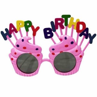 Pembe Happy Birthday Gözlük