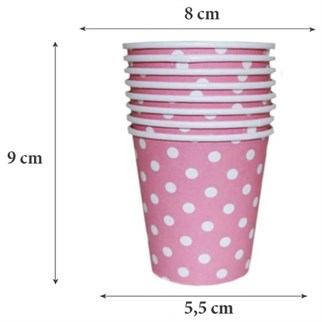 Pembe Puantiyeli Bardak 8 Adet