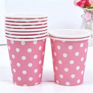 Pembe Puantiyeli Bardak 8 Adet