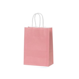Pembe Renkli Kraft Çanta 18 x 22 Cm 25 Adet 