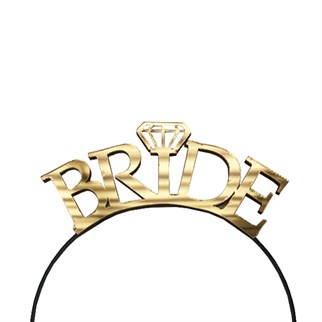 Pleksi Altın Renkli Bride Yazılı Taç