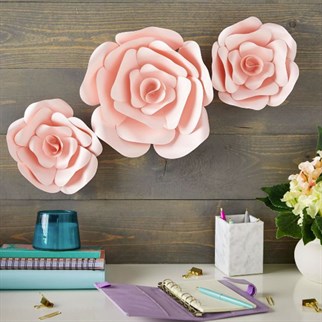 Pudra Pembesi 3 Boyutlu Dekoratif Kağıt Çiçek 20 Cm 2 Adet