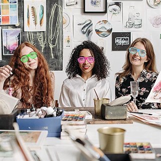 Retro Plastik Parti Gözlük Fuşya Renkli